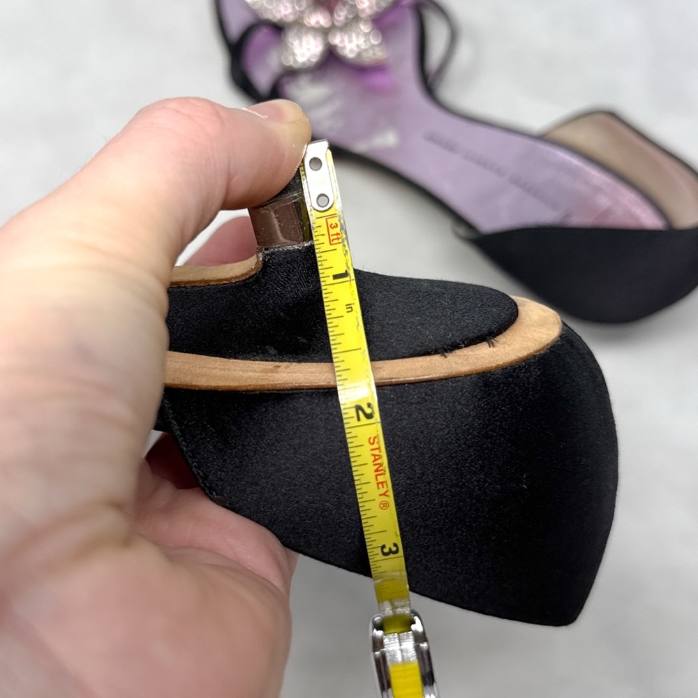 Giuseppe Zanotti Vicini Vintage Y2K Embellish Flower Silk Kitten Heel Mules Rare - Picture 13 of 15